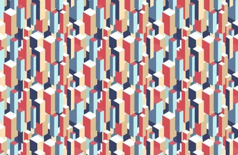 Geometric seamless pattern of 3d blocks イラスト素材