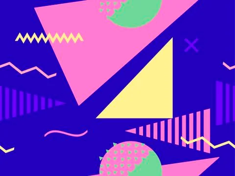 Geometric seamless pattern in 80s memphis style. Trend colors. Vector illustr Stock Illustration