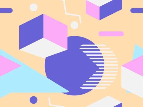 Geometric seamless pattern in 80s memphis style. Trend colors. Vector illustr Stock-Illustration