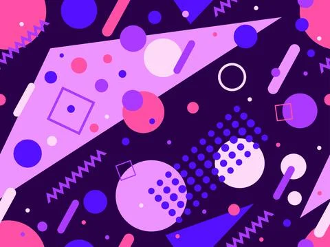 Geometric seamless pattern in 80s memphis style. Colorful background with geo Stock Illustration