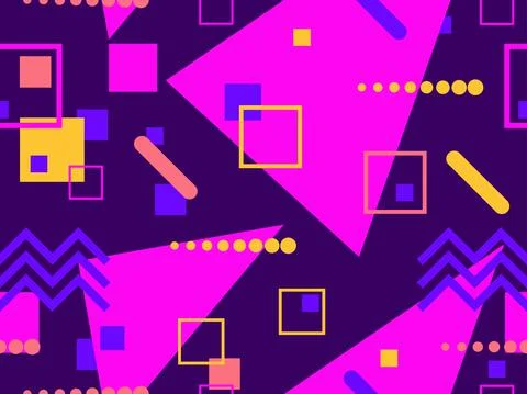 Geometric seamless pattern in 80s memphis style. Colorful background with geo Stock-Illustration