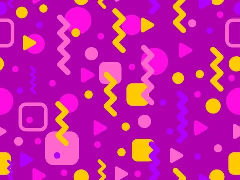 Geometric seamless pattern in 80s memphis style. Colorful background design f Stock Illustration