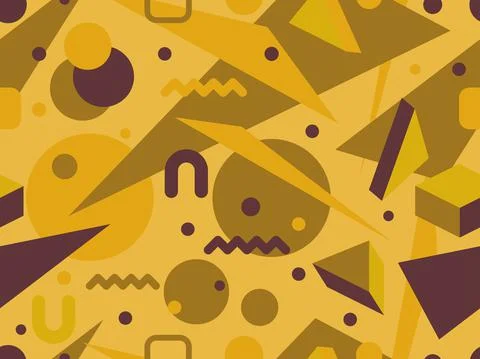 Geometric seamless pattern in 80s memphis style. Isometric geometric 3D shape Stock-Illustration
