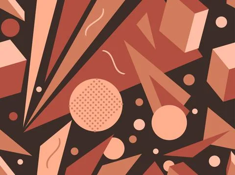 Geometric seamless pattern in 80s memphis style. Isometric geometric 3D shape Stock Illustration