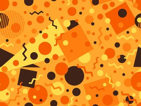 Geometric seamless pattern in 80s memphis style. Colorful multicolored abstra Illustrazione stock