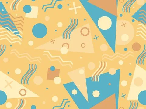 Geometric seamless pattern in 80s memphis style. Colorful background with g.. Stock Illustration