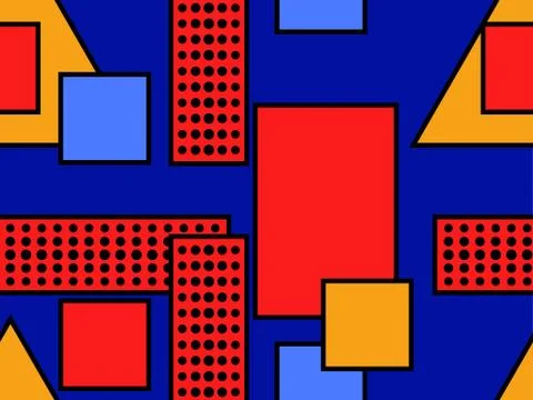 Geometric seamless pattern in 80s style. Bauhaus geometric shape design. Back Stock Illustration