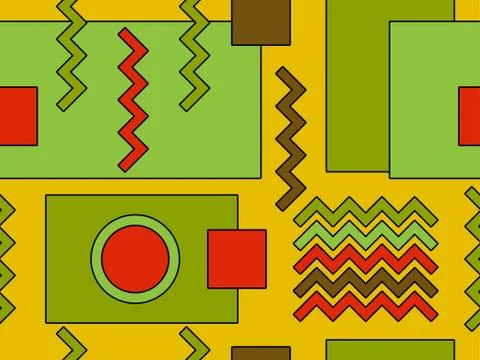 Geometric seamless pattern in 80s style. Bauhaus geometric shape design. Back Illustrazione stock