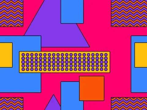 Geometric seamless pattern in 80s style. Bauhaus geometric shape design. Back Illustrazione stock
