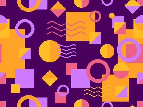 Geometric seamless pattern in 80s style. Background with colorful geometric s Stock Illustration