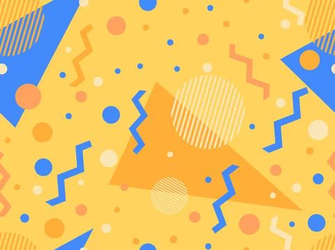 Geometric seamless pattern in 80s style. Background with colorful geometric s Stock Illustration