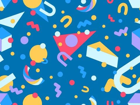 Geometric seamless pattern in 80s style. Colorful geometric pattern Illustrazione stock