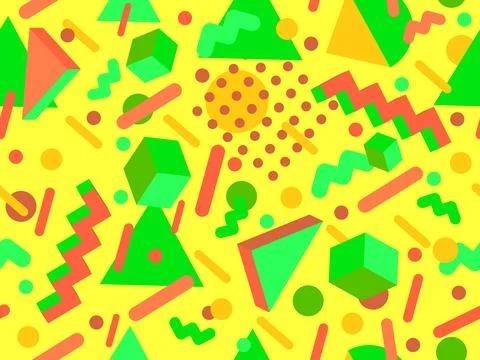 Geometric seamless pattern in 80s style. Colorful geometric pattern with is.. Stock Illustration