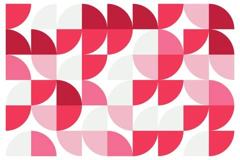 Geometric seamless pattern with abstract half circles in pink and red shades on Illustrazione stock