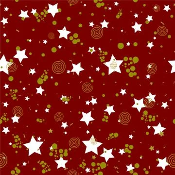 Geometric seamless pattern in abstract memphis style, gold circles, stars, sp Stock-Illustration