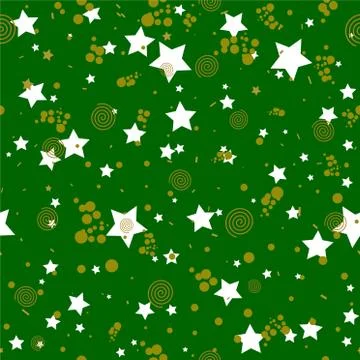 Geometric seamless pattern in abstract memphis style, gold circles, stars, sp Stock Illustration