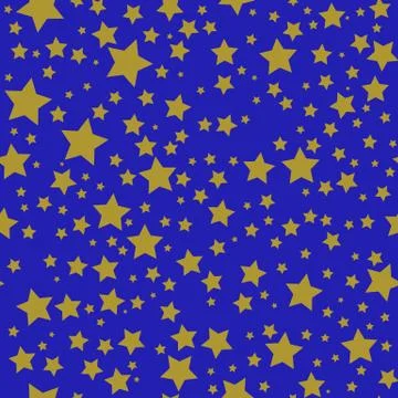 Geometric seamless pattern in abstract memphis style, gold circles, stars, sp Stock Illustration