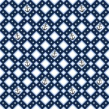 Geometric seamless pattern with anchors Illustrazione stock