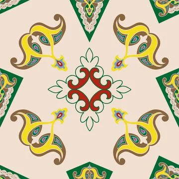 Geometric Seamless Pattern Arabesque. Decorative Asian Folk Seamless Patter.. Stock Illustration