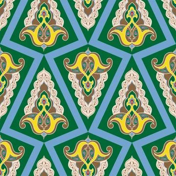 Geometric Seamless Pattern Arabesque. Decorative Asian Folk Seamless Patter.. 스톡 일러스트