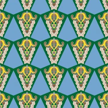 Geometric Seamless Pattern Arabesque. Decorative Asian Folk Seamless Pattern. Illustrazione stock