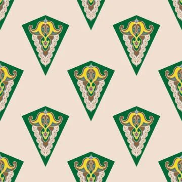 Geometric Seamless Pattern Arabesque. Decorative Asian Folk Seamless Patter.. Stock Illustration