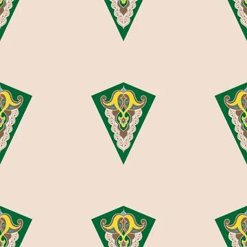 Geometric Seamless Pattern Arabesque. Decorative Asian Folk Seamless Patter.. Stock Illustration