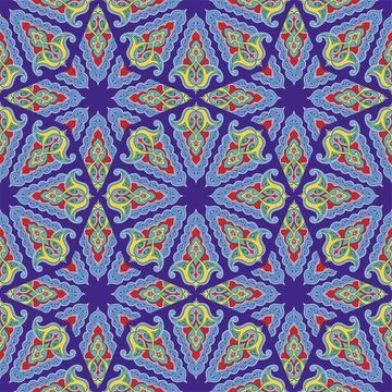 Geometric Seamless Pattern Arabesque. Decorative Asian Folk Seamless Pattern. Illustrazione stock