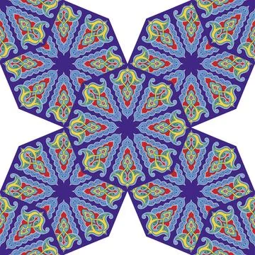 Geometric Seamless Pattern Arabesque. Decorative Asian Folk Seamless Pattern. 스톡 일러스트