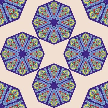 Geometric Seamless Pattern Arabesque. Decorative Asian Folk Seamless Patter.. 스톡 일러스트