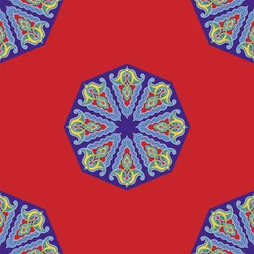 Geometric Seamless Pattern Arabesque. Decorative Asian Folk Seamless Patter.. Illustrazione stock