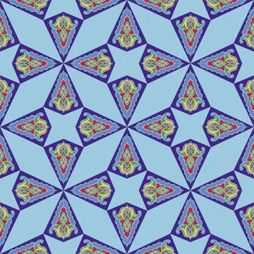 Geometric Seamless Pattern Arabesque. Decorative Asian Folk Seamless Patter.. Illustrazione stock