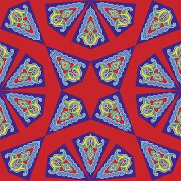 Geometric Seamless Pattern Arabesque. Decorative Asian Folk Seamless Patter.. Stock Illustration