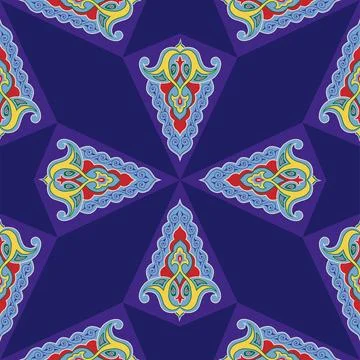 Geometric Seamless Pattern Arabesque. Decorative Asian Folk Seamless Patter.. 스톡 일러스트