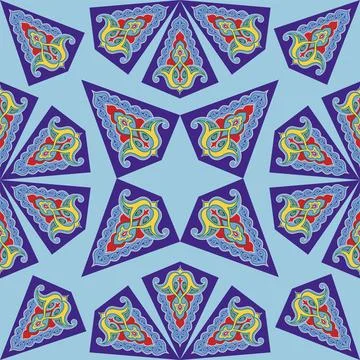 Geometric Seamless Pattern Arabesque. Decorative Asian Folk Seamless Patter.. Stock Illustration