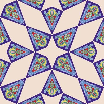Geometric Seamless Pattern Arabesque. Decorative Asian Folk Seamless Patter.. Stock Illustration