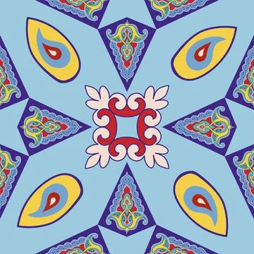 Geometric Seamless Pattern Arabesque. Decorative Asian Folk Seamless Patter.. 스톡 일러스트