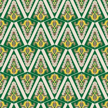Geometric Seamless Pattern Arabesque. Decorative Asian Folk Seamless Patter.. Stock Illustration