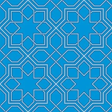 Geometric seamless pattern, arabic style ornament textile print. Stock Illustration
