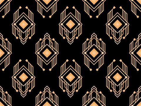 Geometric seamless pattern in art deco style. Golden lines pattern, vintage l Stock Illustration