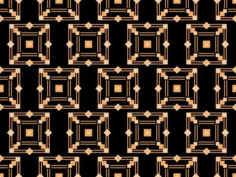 Geometric seamless pattern in art deco style. Golden lines pattern, vintage l Stock Illustration