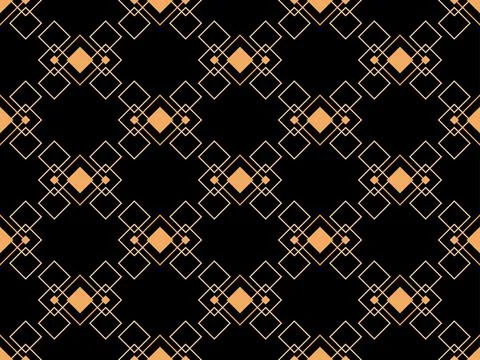 Geometric seamless pattern in art deco style. Golden lines pattern, vintage l Stock Illustration