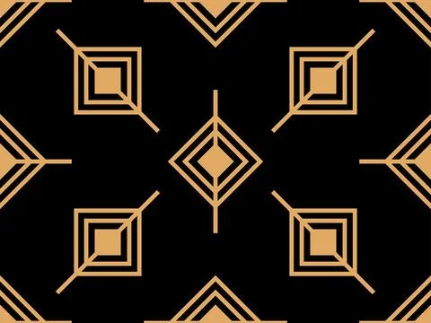 Geometric seamless pattern in art deco style. Golden lines pattern, vintage.. Illustrazione stock