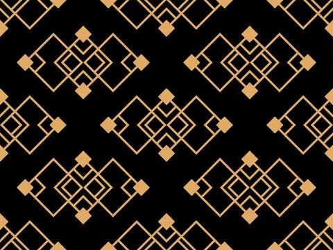 Geometric seamless pattern in art deco style. Golden lines pattern, vintage.. Illustrazione stock