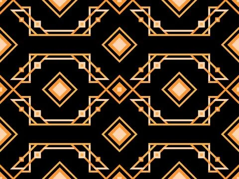 Geometric seamless pattern in art deco style. Golden lines pattern, vintage.. Illustrazione stock