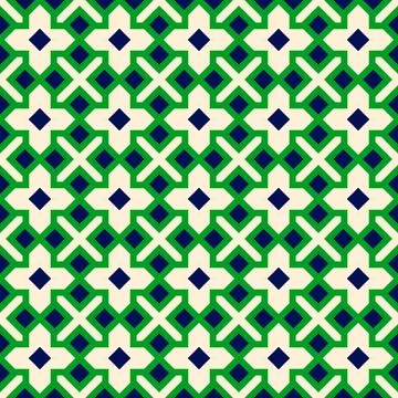 Geometric seamless pattern background, flat vector graphic design, symmetri.. Illustrazione stock