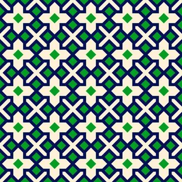Geometric seamless pattern background, flat vector graphic design, symmetri.. Illustrazione stock