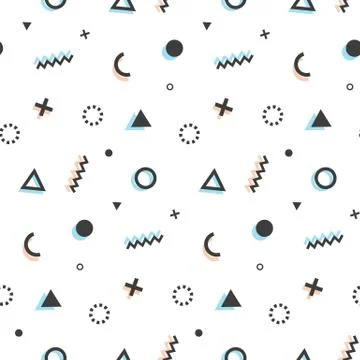 Geometric seamless pattern background. Memphis art Stock Illustration