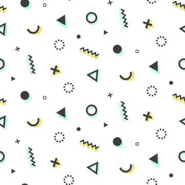 Geometric seamless pattern background in retro 80s-90s style Stock Illustration