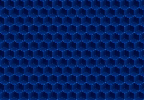 Geometric seamless pattern blue 3D cubes. Stock Illustration